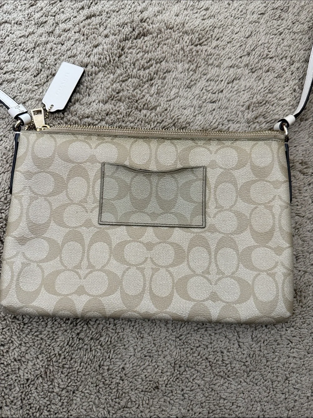 Coach Khaki and Chalk Signature Crossbody Bag